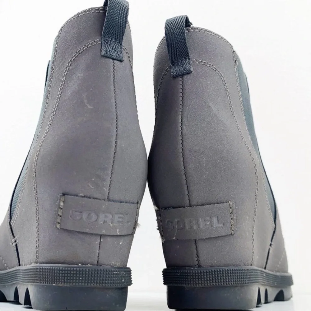 SOREL Gray Joan of Arctic Wedge Hidden Heel Chelsea Boot WOMEN'S Size 5 - Picture 10 of 12